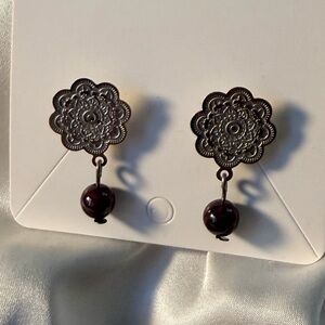 Elegant Floral Mandela Drop Earrings